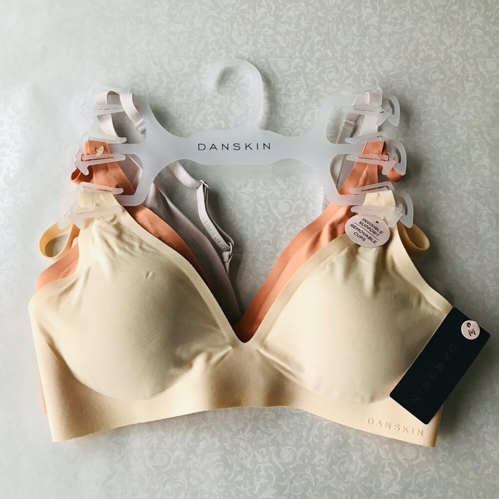 Danskin  Intimates Invisible Support BRAS, Removable Pads,  Back Closure 3-Pack
